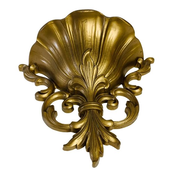 Hollywood Regency Gold Tone Wall Pocket Sconce Vase French Style Decor MCM VTG - Picture 2 of 11